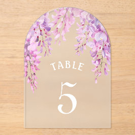 Invitaciones Acrílicas Pink Wisteria Baptism Acrylic Table Number