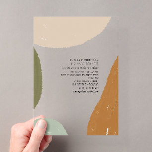 Invitaciones Acrílicas Pintura minimalista terrenal abstracta boda modern