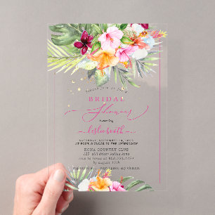 Invitaciones Acrílicas PixDezines H2 Paraíso Tropical Despedida de Solter