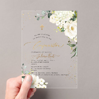 Invitaciones Acrílicas PixDezines H2 Rosas Alabastro Hortensias