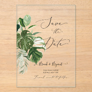Invitaciones Acrílicas PixDezines Monstera Variada y Follaje Tropical