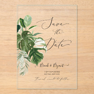 Invitaciones Acrílicas PixDezines Monstera Variada y Follaje Tropical