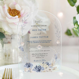 Invitaciones Acrílicas Playa Boho Moda Destino Arco Boda Hampton