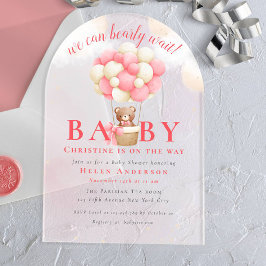 Invitaciones Acrílicas Podemos esperar a Bear Teddy Bear Chica Baby Showe
