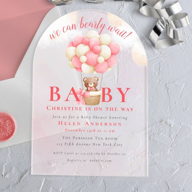 Invitaciones Acrílicas Podemos esperar a Bear Teddy Bear Chica Baby Showe (Subido por el creador)