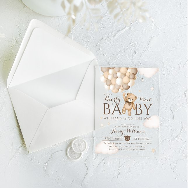 Invitaciones Acrílicas Podemos Esperar A La Baby Shower De Bear (Subido por el creador)