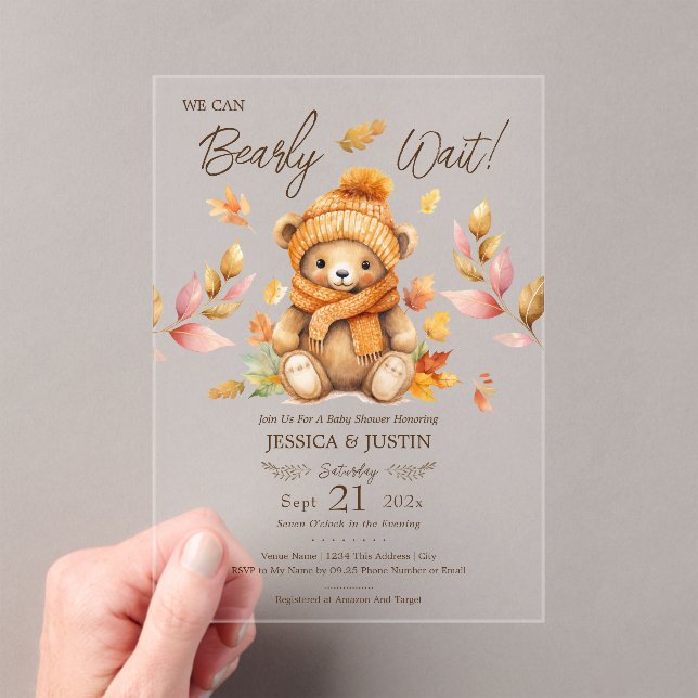 Invitaciones Acrílicas Podemos Esperar A La Caída Rosada Baby Shower (Insitu (portátil))