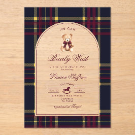 Invitaciones Acrílicas Podemos esperar a Teddy Bear Polo Baby Shower