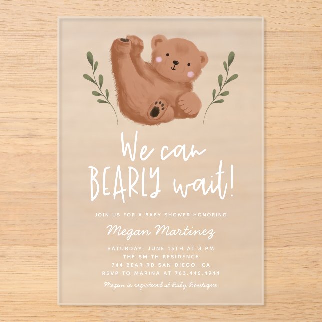 Invitaciones Acrílicas Podemos Esperar A Whimsical Cub Baby Shower (Anverso)