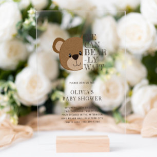 Invitaciones Acrílicas Podemos Esperar. Cute Teddy Bear Baby Shower