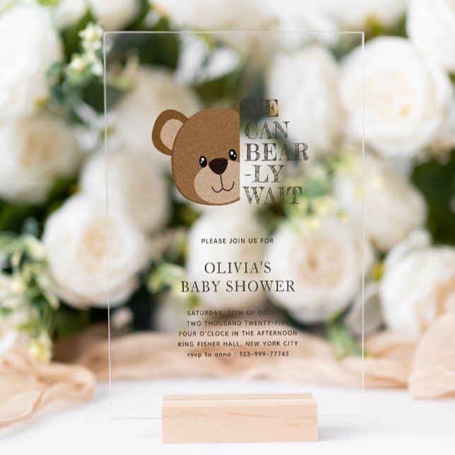 Invitaciones Acrílicas Podemos Esperar. | Cute Teddy Bear Baby Shower (Subido por el creador)