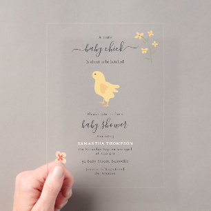 Invitaciones Acrílicas Pollitos Lindos Gallinas Crías Nacidas Fiesta de B