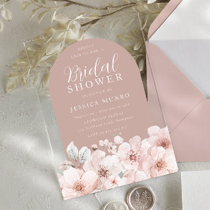 Invitaciones Acrílicas Polvo Floral de Rosa Polvo de Novia Diseñador