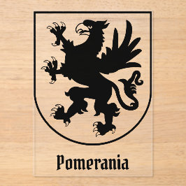 Invitaciones Acrílicas Pomeranian Coat of Arms Black and White Heraldic