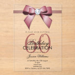 Invitaciones Acrílicas Posh Gem Bow & Ribbon 60th Birthday<br><div class="desc">Custom sophisticated, modern trendy acrylic 60th Birthday party invitations for sixtieth events. With a beautiful rhinestone jewel diamond gem bow on a rose gold ribbon. Fashionable and sophisticated design suitable for any season. All text, font and text colour is fully customisable to meet your requirements, if you would like help...</div>