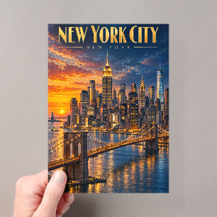 Invitaciones Acrílicas Póster de viaje de la puesta de sol del cielo dora