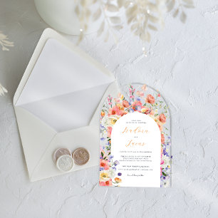 Invitaciones Acrílicas Prado Floral Coqueto   Boda de Verano