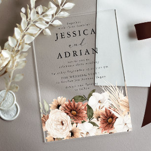 Invitaciones Acrílicas Preciosa Boda Moderna Boho