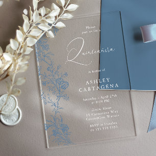 Invitaciones Acrílicas Preciosa Elegante Quinceañera Vintage Cumpleaños 1