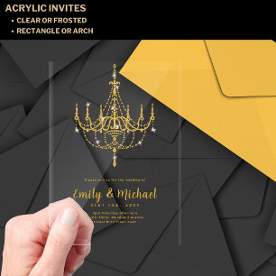Invitaciones Acrílicas Presupuesto Luces de oro transparentes acrílicas e