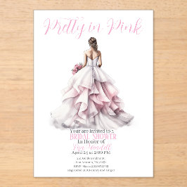 Invitaciones Acrílicas Pretty in Pink Bridal Shower Invitation 