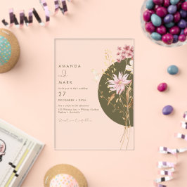 Invitaciones Acrílicas Primavera Verano Otoño Flor Silvestre Caprichosa
