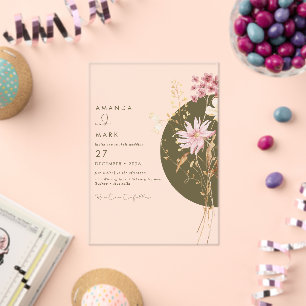Invitaciones Acrílicas Primavera Verano Otoño Flor Silvestre Caprichosa