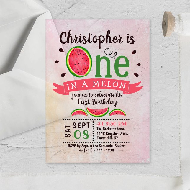 Invitaciones Acrílicas Primer Cumpleaños De One In A Melon (Subido por el creador)