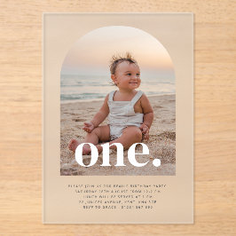 Invitaciones Acrílicas Primer cumpleaños de una foto arcaica