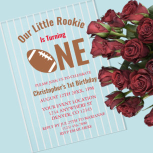 Invitaciones Acrílicas Primer cumpleaños del Rookie Football