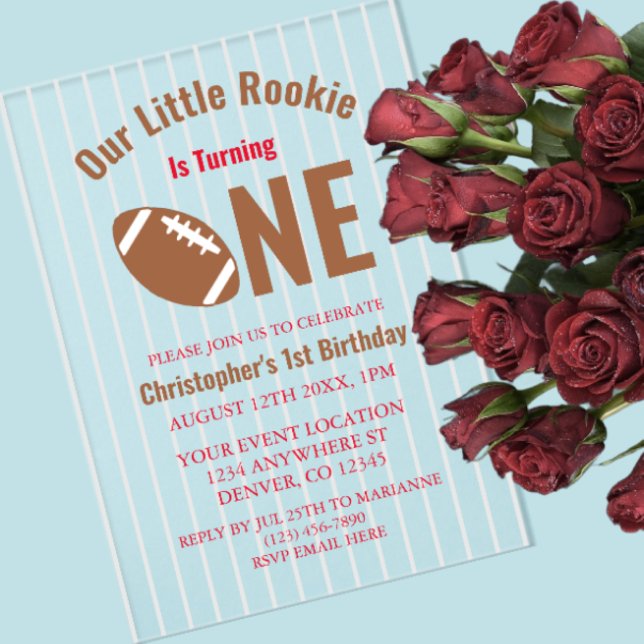 Invitaciones Acrílicas Primer cumpleaños del Rookie Football (Subido por el creador)