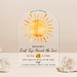 Invitaciones Acrílicas Primer viaje alrededor del primer cumpleaños del s