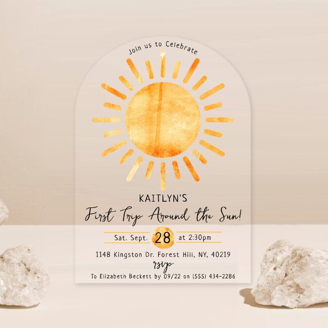 Invitaciones Acrílicas Primer viaje alrededor del primer cumpleaños del s (Subido por el creador)