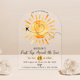 Invitaciones Acrílicas Primer viaje alrededor del primer cumpleaños del s