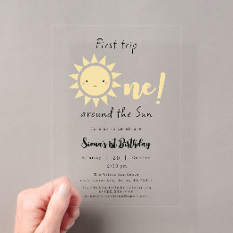 Invitaciones Acrílicas Primer Viaje Alrededor Del Sol Cumpleaños 1º