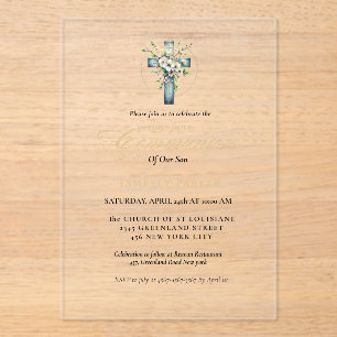 Invitaciones Acrílicas Primera comunión acuática de la comunión floral Cr