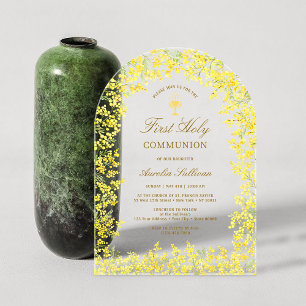 Invitaciones Acrílicas Primera Comunión Arco de Mimosa