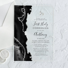 Invitaciones Acrílicas Primera Comunión de Agata de Plata Negra
