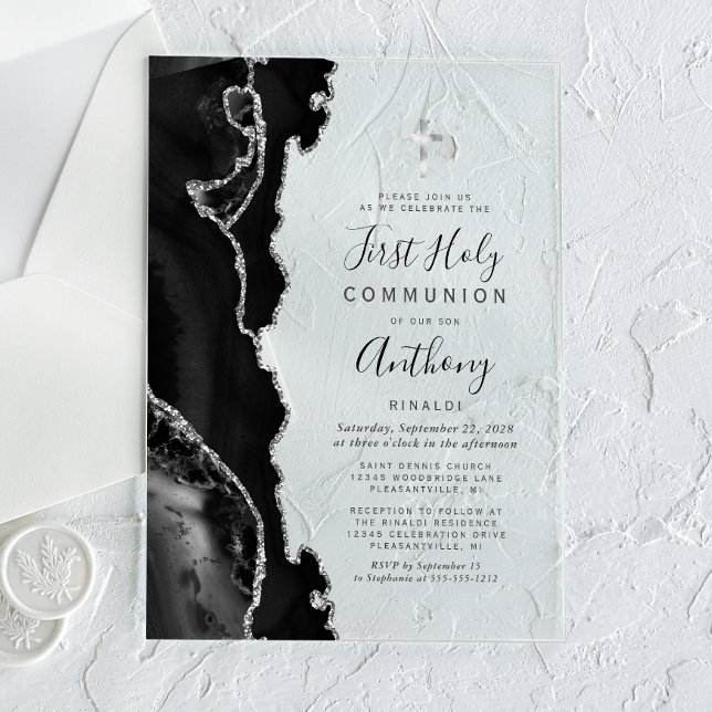 Invitaciones Acrílicas Primera Comunión de Agata de Plata Negra (Subido por el creador)