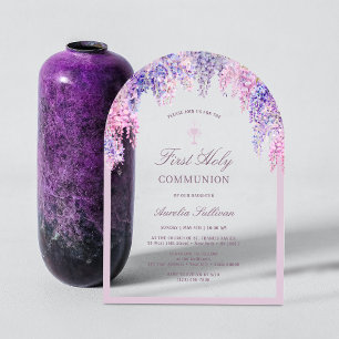 Invitaciones Acrílicas Primera comunión del Arco de la Wisteria de Lilac