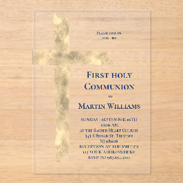 Invitaciones Acrílicas Primera cruz falsa de Relieve metalizado de la San