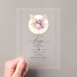 Invitaciones Acrílicas Primera fiesta de cumpleaños de hada