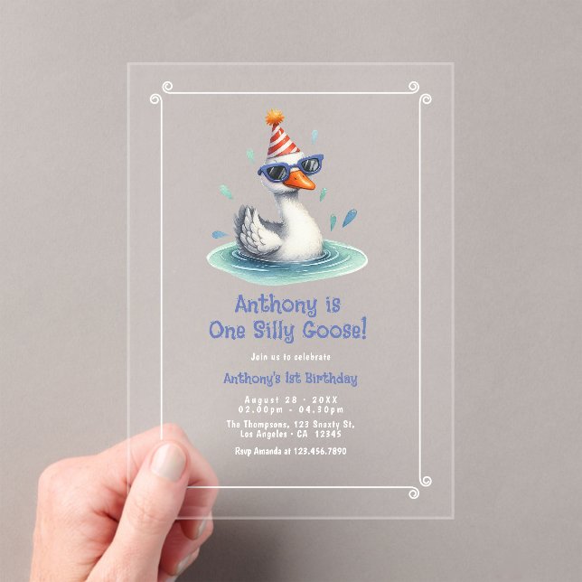 Invitaciones Acrílicas Primera fiesta de cumpleaños de un bobo (Insitu (portátil))