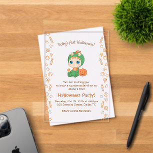 Invitaciones Acrílicas Primera fiesta de Halloween del bebé Dragón lindo 