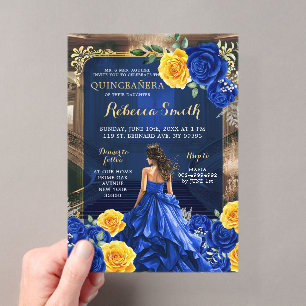 Invitaciones Acrílicas Princesa Quinceañera del Gran Palacio Azul Real