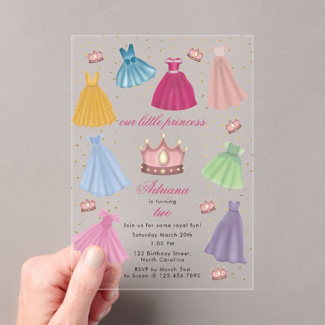 Invitaciones Acrílicas Princesa se viste de cuento de hadas cumpleaños (Insitu (portátil))
