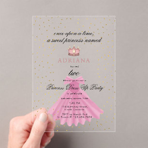 Invitaciones Acrílicas Princesa Vestió Fairytale De Una Vez Por Un Cumple