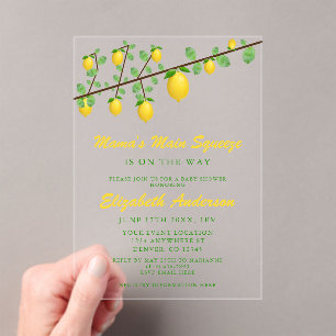 Invitaciones Acrílicas Principal Squeeze Lemon Género Neutral Baby Shower