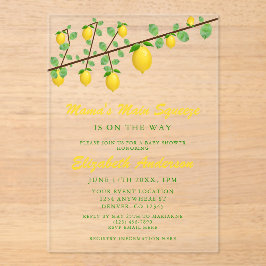 Invitaciones Acrílicas Principal Squeeze Lemon Género Neutral Baby Shower
