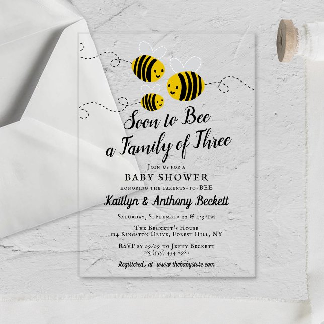 Invitaciones Acrílicas Pronto Será Una Familia De Tres | BABY SHOWER (Subido por el creador)